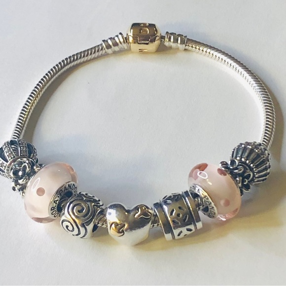 Pandora Solid 14k Barrel Clasp Bracelet with Charms - Picture 5 of 9